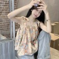 甜美碎花宽松娃娃衫